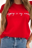 Bluzka Shopping is my cardio czerwona