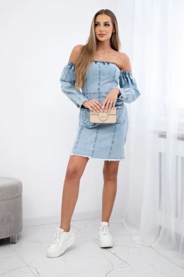 Sukienka jeansowa ze stretchem, odkryte ramiona S/M-L/XL