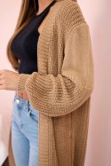Sweter długi kardigan camelowy