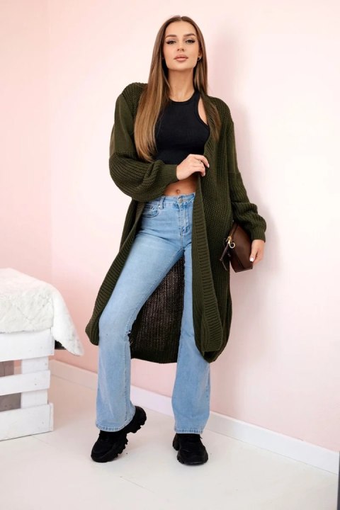 Sweter długi kardigan khaki