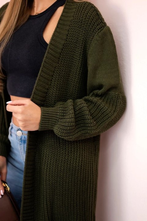 Sweter długi kardigan khaki