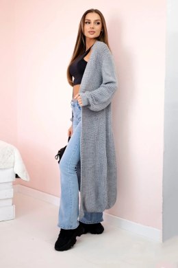 Sweter długi kardigan szary