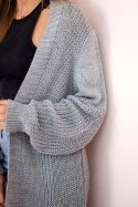Sweter długi kardigan szary