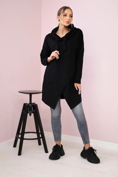 Tunika z kopertowym przodem Oversize czarna