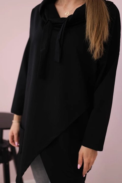 Tunika z kopertowym przodem Oversize czarna