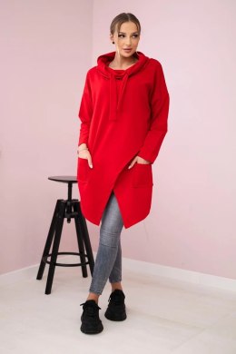 Tunika z kopertowym przodem Oversize czerwona