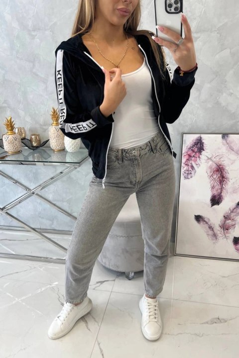 Bluza welurowa z kapturem czarna