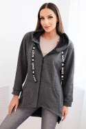 Bluza z dłuższym tyłem i kapturem grafitowa