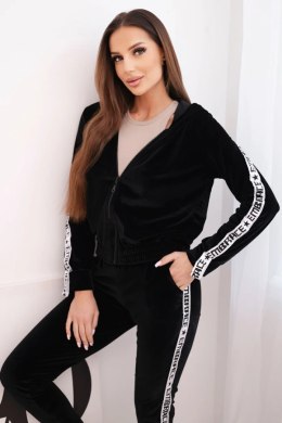Komplet welurowy z ozdobnymi taśmami czarny