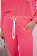 Komplet z bluzką oversize różowy neon