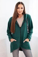 Bluza z dłuższym tyłem i kapturem zielona