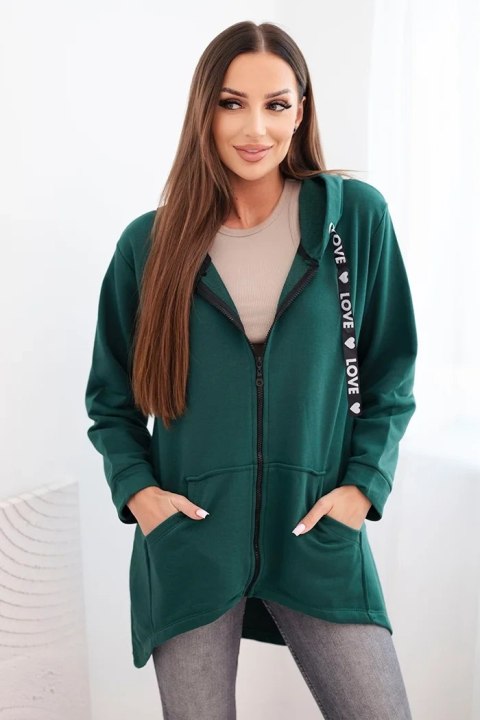 Bluza z dłuższym tyłem i kapturem zielona