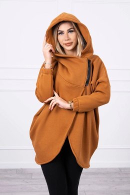 Bluza z krótkim suwakiem camelowa