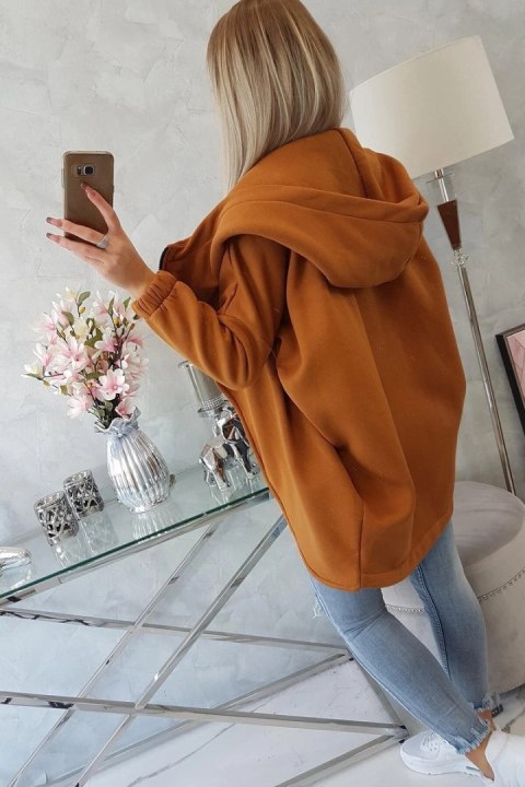 Bluza z krótkim suwakiem camelowa