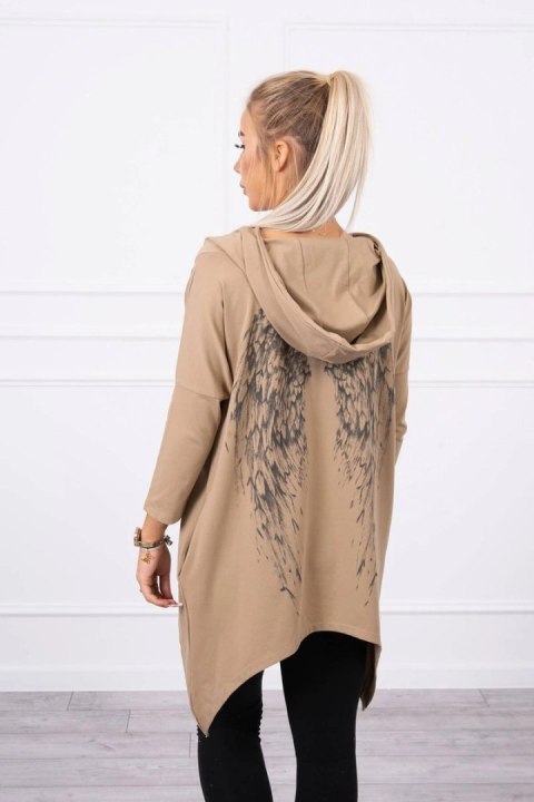 Bluza z nadrukiem skrzydeł camelowa
