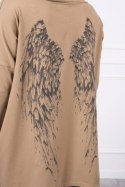 Bluza z nadrukiem skrzydeł camelowa