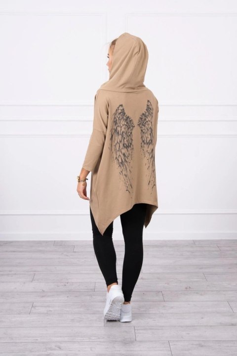 Bluza z nadrukiem skrzydeł camelowa