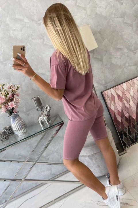 Komplet top+legginsy ciemny różowy
