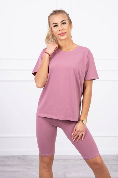 Komplet top+legginsy ciemny różowy