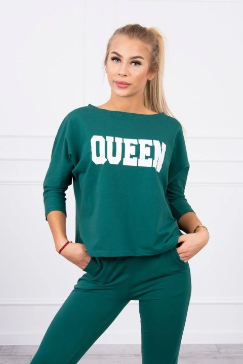 Komplet z nadrukiem Queen ciemny zielony