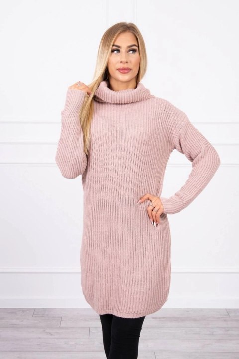 Sweter z golfem pudrowy róż