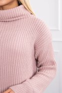 Sweter z golfem pudrowy róż