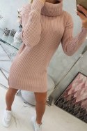 Sweter z golfem pudrowy róż