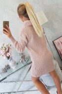 Sweter z golfem pudrowy róż
