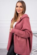 Sweter z kapturem i rękawami typu nietoperz ciemny różowy
