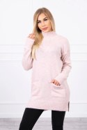 Sweter ze stójką jasno pudrowy róż