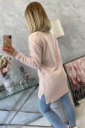 Sweter ze stójką jasno pudrowy róż