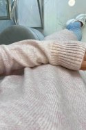 Sweter ze stójką jasno pudrowy róż