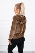 Bluza welurowa z kapturem brązowy