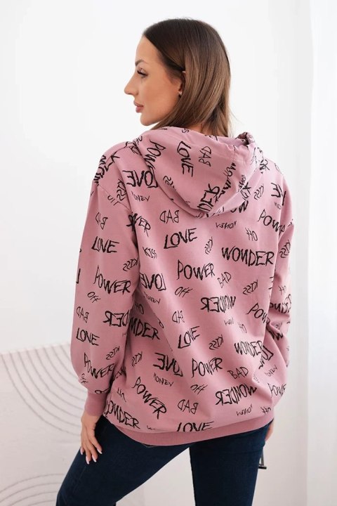 Bluza z napisami ciemno różowa
