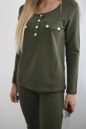 Komplet z dekoltem na napy khaki