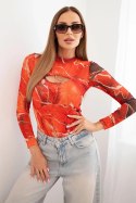 Bluzka body wzór marmur czerwona