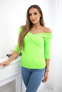 Bluzka z dekoltem V zielony neon