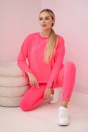 Komplet z bluzką oversize różowy neon