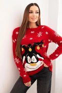 Sweter świąteczny z reniferem czerwony