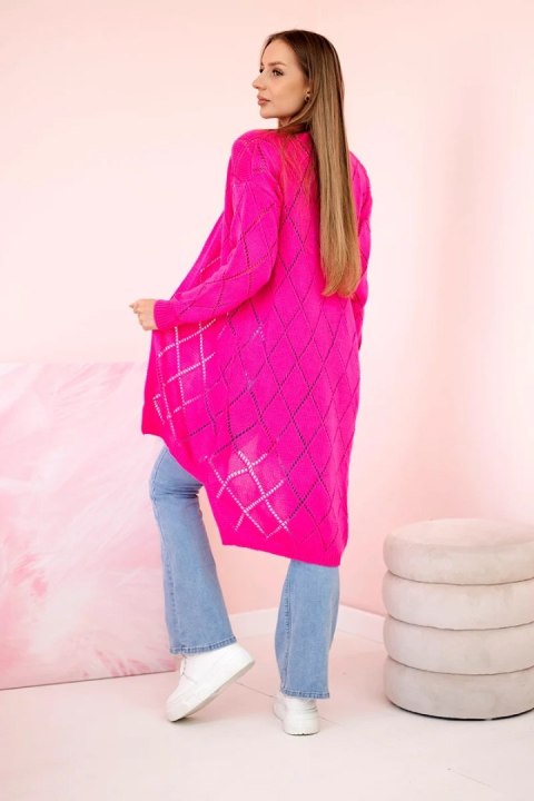 Sweter z geometrycznym wzorem różowy neon