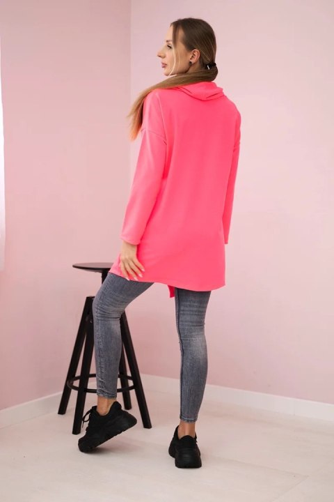 Tunika z kopertowym przodem Oversize różowy neon