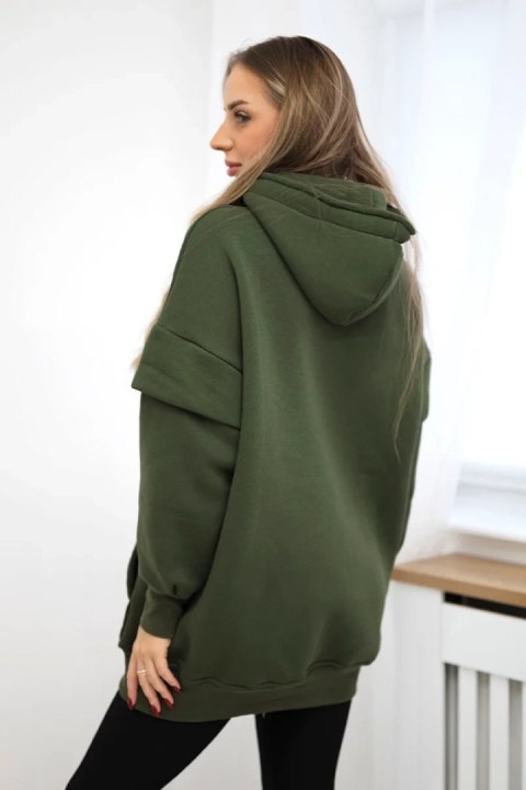 Bluza ocieplana z półgolfem khaki