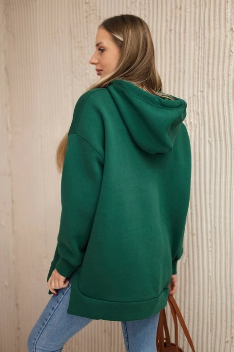 Bluza ocieplana z suwakiem na boku ciemno zielona