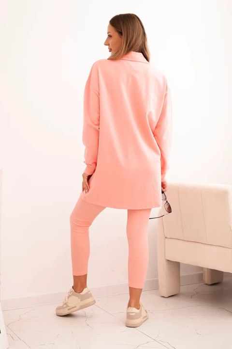 Komplet 3-częściowy bluza, top i legginsy morelowy