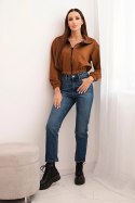 Bluza zamszowa na suwak camelowa