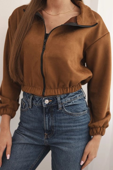 Bluza zamszowa na suwak camelowa