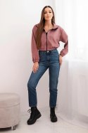 Bluza zamszowa na suwak ciemno różowa
