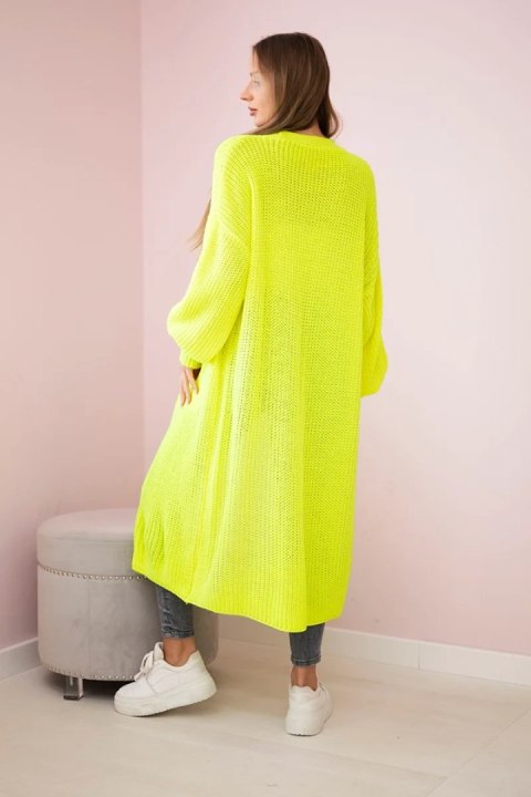Sweter długi kardigan żółty neon