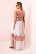 Sukienka damska boho na ramiączkach camelowa