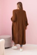Sweter długi kardigan jasny brązowy